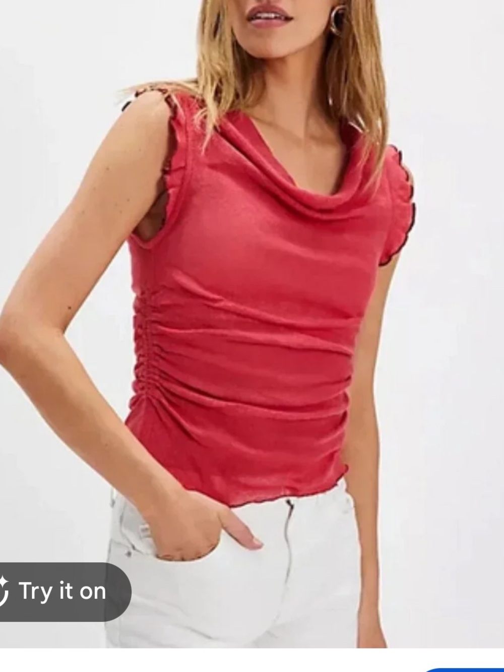 Free People Coral Pink Cowl-Neck Sleeveless Tank